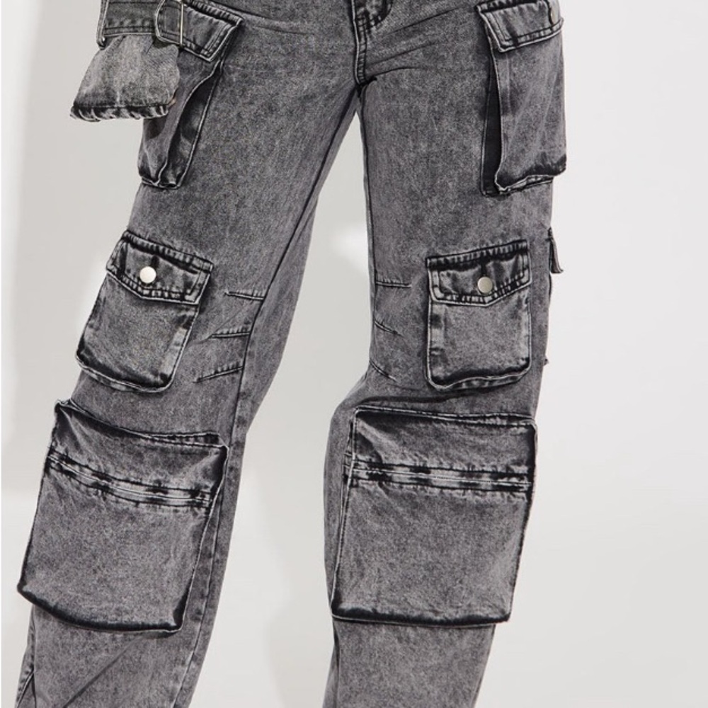 Women's Gray/Black Cargo Jeans